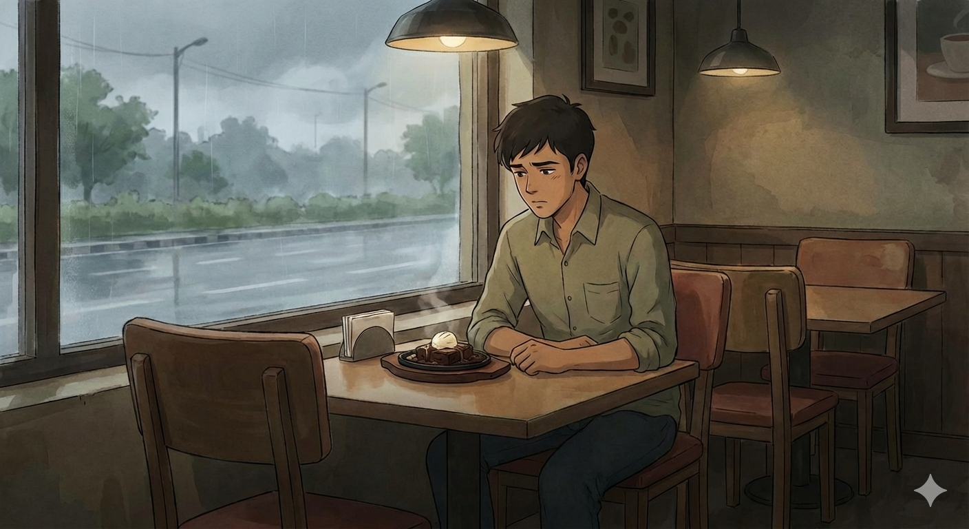 A boy sitting with the brownie in a cafe (Image credit - Gemini Nano Banana)